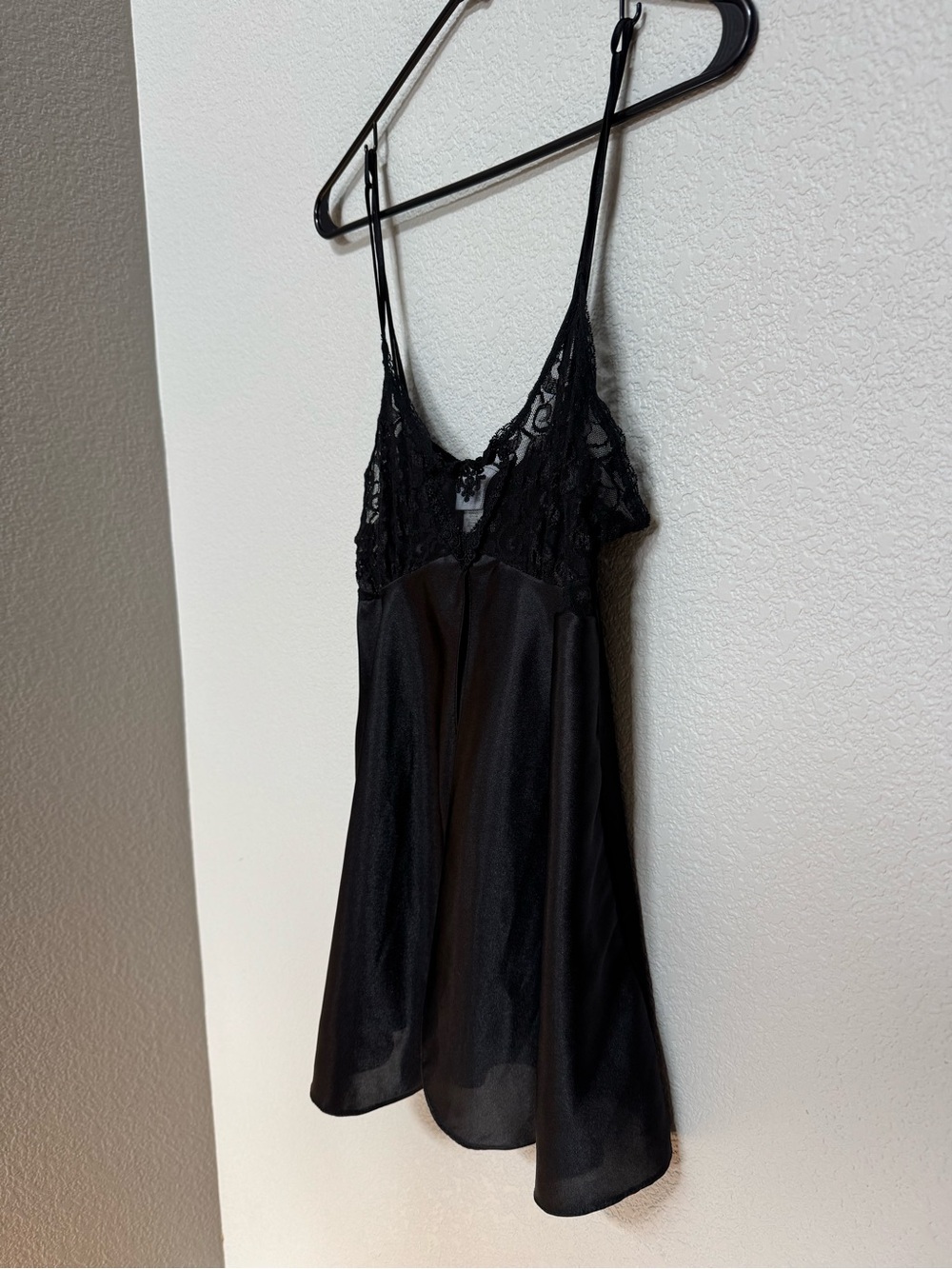 Vintage Y2K Secret Treasures Lace Open Front Mini Slip Dress Black Women’s M